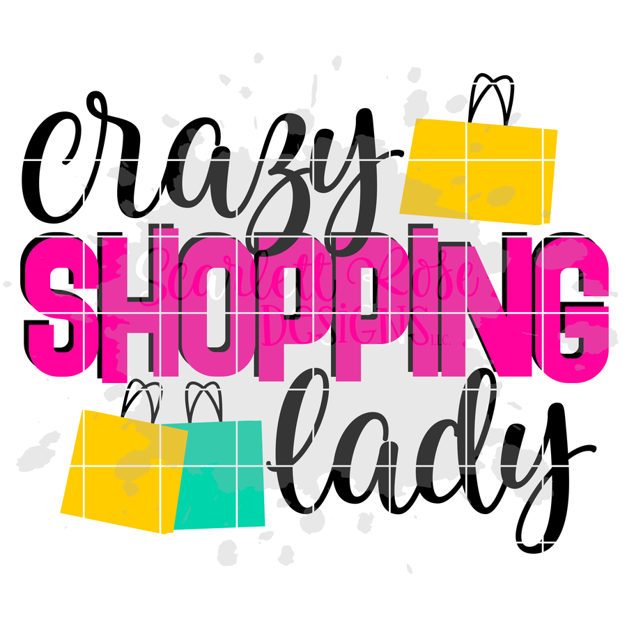Crazy Shopping Lady SVG