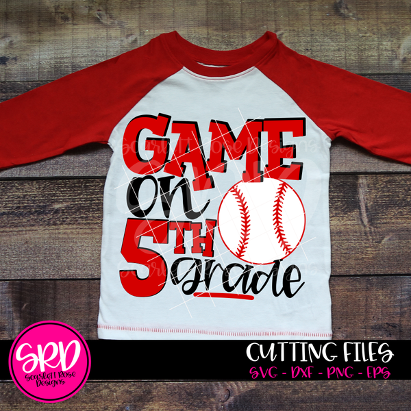 School SVG, Game On 5th Grade SVG - Baseball - cut file - Scarlett