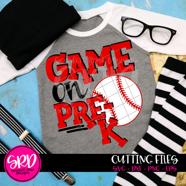 School SVG, Game On Pre-K SVG - Baseball - cut file - Scarlett Rose Designs