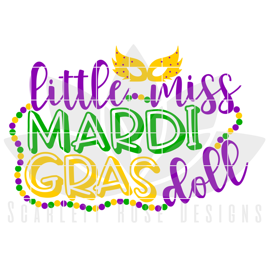 Little Miss Mardi Gras Doll SVG