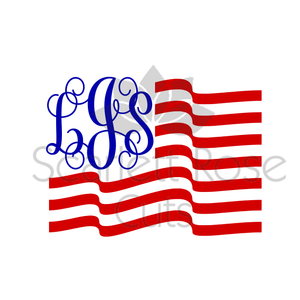 Patriotic American Flag Monogram Frame SVG cut file