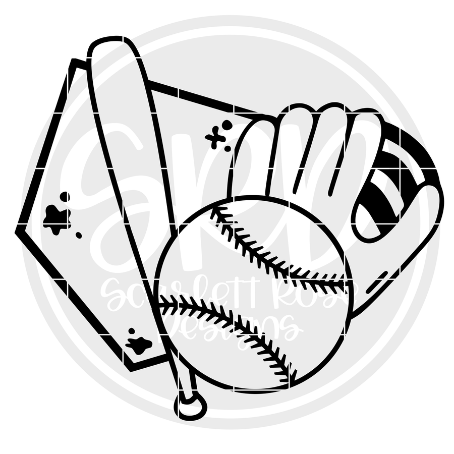 Baseball - Softball Gear SVG - Black