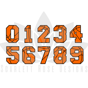 Basketball Pattern Numbers Font SVG cut file, Sports Font SVG, EPS, PNG