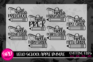 Hello School Apple SVG Bundle - Black