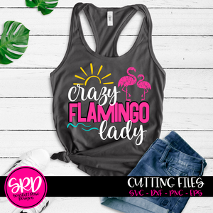 Crazy Flamingo Lady - 2 Flamingos - Distressed SVG