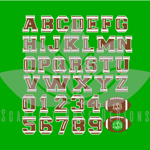 Football Font, Letters, Numbers Mongrams SVG cut file, Football pattern letters SVG, EPS, PNG