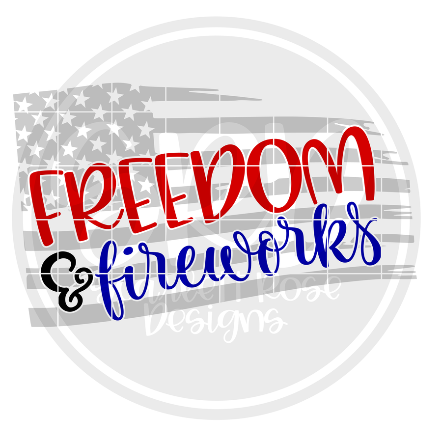 Freedom & Fireworks - Grey Flag SVG
