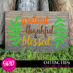 Grateful Thankful Blessed Wreath SVG