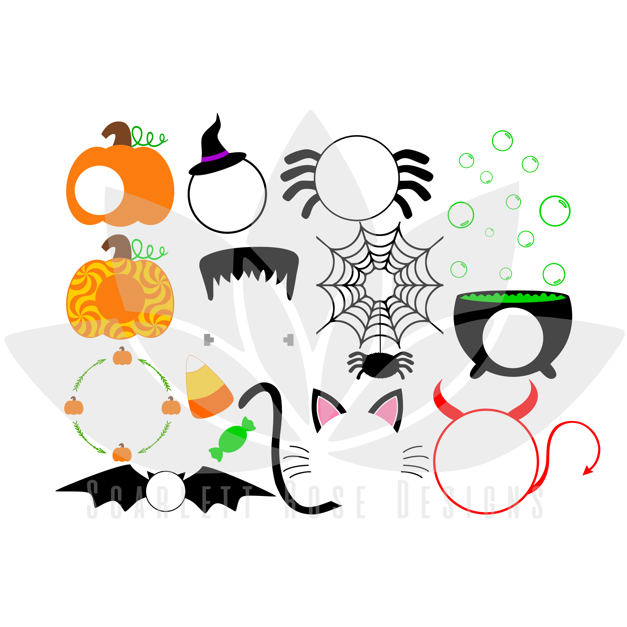 Halloween Monogram Frame SVG cut file, Pumpkin, Spider, Frankenstein, Witch  SVG - Scarlett Rose Designs