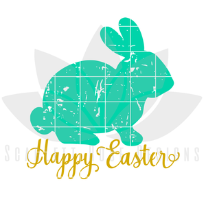 Happy Easter - Distressed Bunny SVG