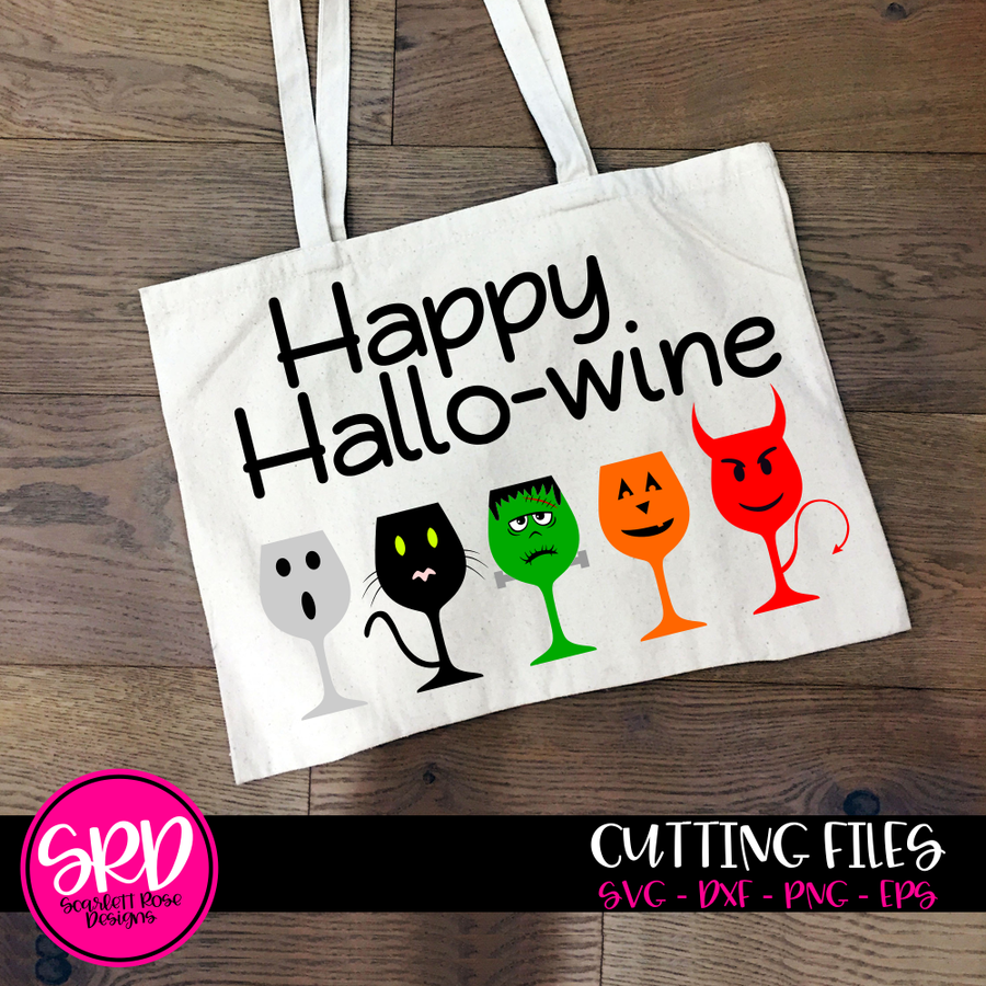 Happy Hallo-Wine, Wine Glass SVG