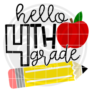 Hello Fourth Grade SVG - Apple and Pencil