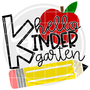 Hello Kindergarten SVG - Apple and Pencil