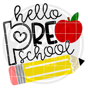Hello Preschool SVG - Apple and Pencil