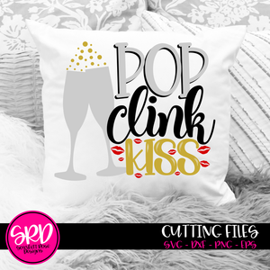 Pop Clink Kiss with Champagne Glasses SVG
