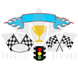 Checkered Flag Racecar SVG cut file, Roaster Racer party SVG, EPS, PNG