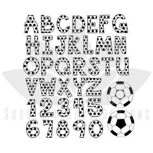 Soccer Pattern Font Letters SVG cut file, Numbers, Soccer Monogram SVG, EPS, PNG