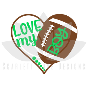 Football Heart SVG, Football Mom decal, Love my Boy cut file