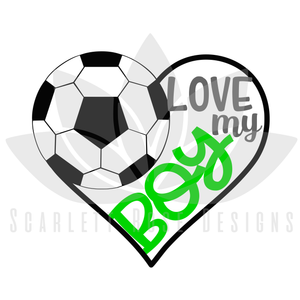 Soccer Sports SVG cut file, Love my Boy Soccer Heart, PNG, EPS, PDF