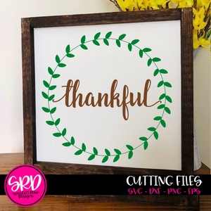 Thankful - Thanksgiving Fall Wreath SVG