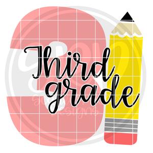 Third Grade 3 SVG -Pencil
