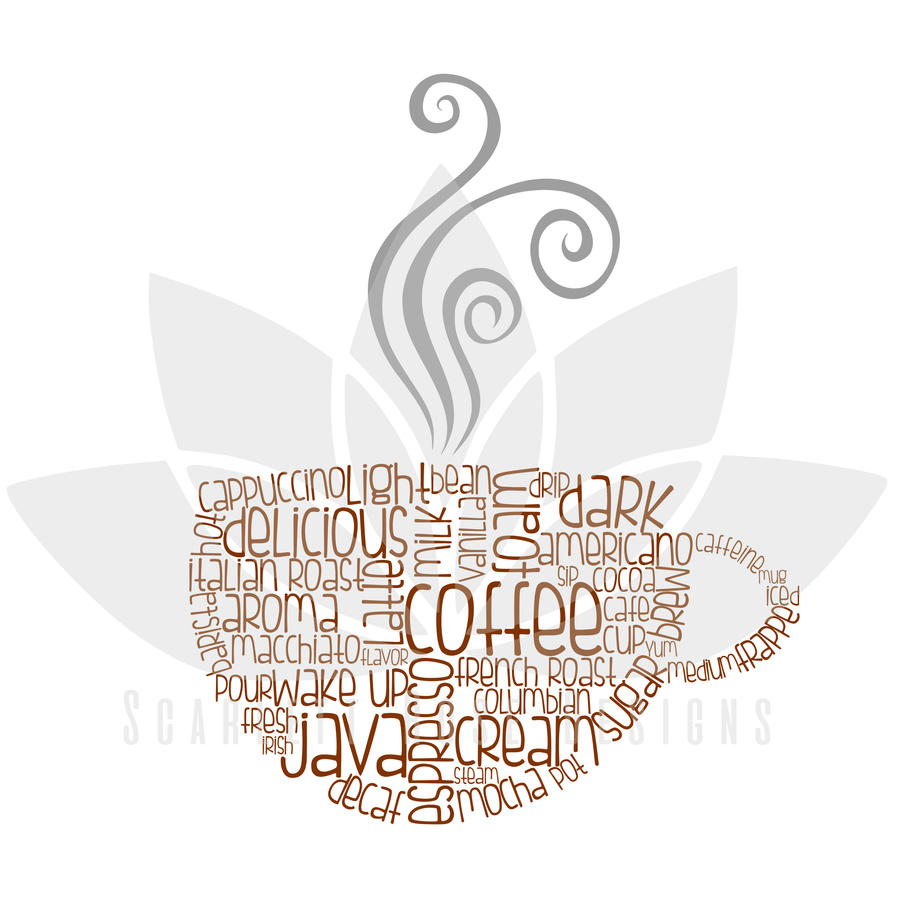 Coffee Cup Word Art SVG